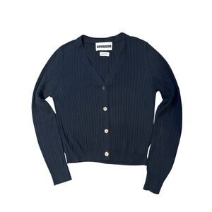 Colorush Black Ribbed Cotton Silk Cashmere Cardigan XS‎